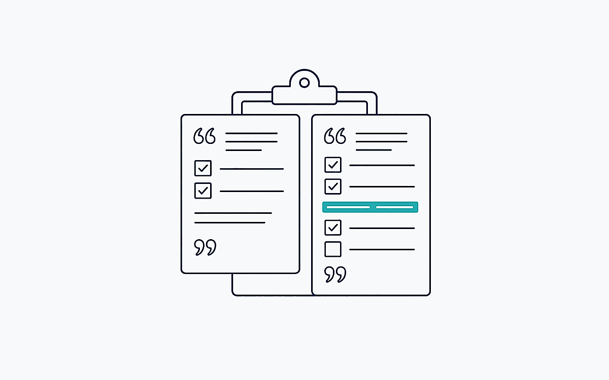 Two contractor quote sheets on a clipboard, side by side.
